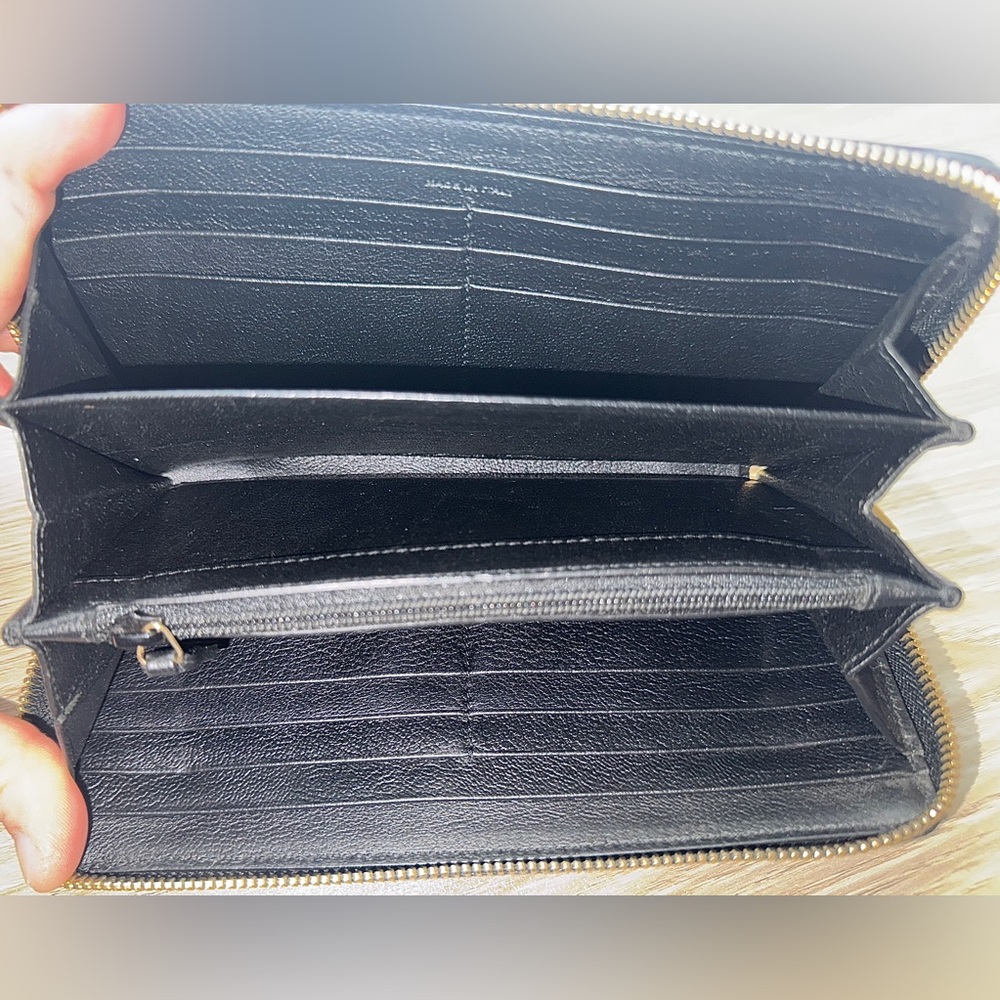 SAINT LAURENT YSL Cassandra Leather Logo Embossed Long Wallet-Black - Picture 4 of 13